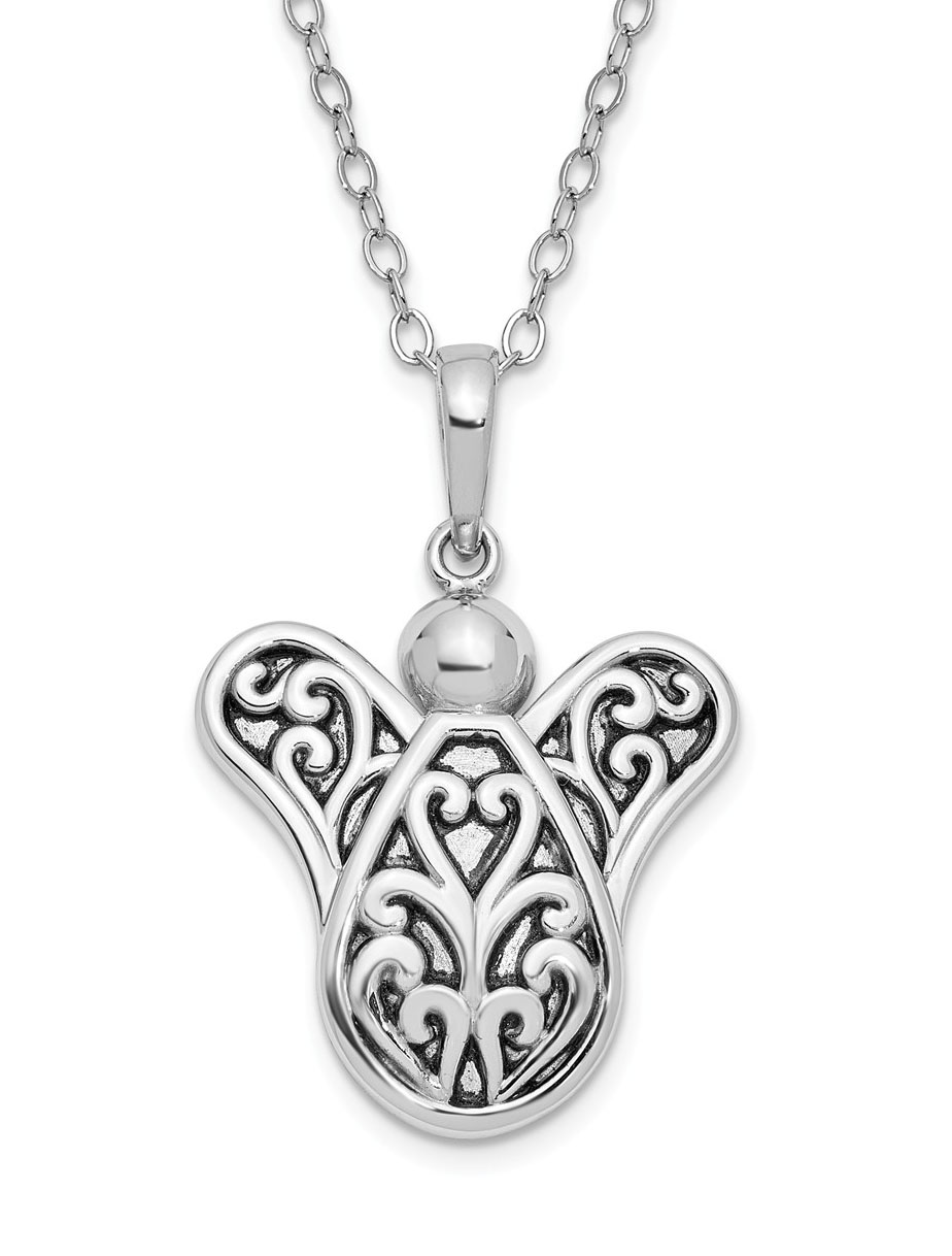 Antiqued 'Another Angel In Heaven' Pendant Necklace, Rhodium-Plated Sterling Silver.