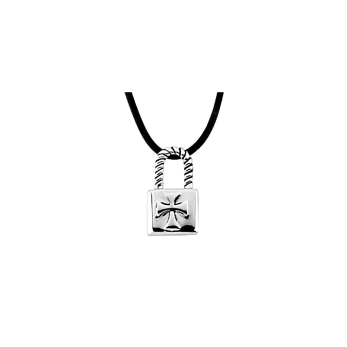 Son's Cross 'The Covenant' W/RUBBER CORD Rhodium Plate Sterling Silver Pendant Necklace