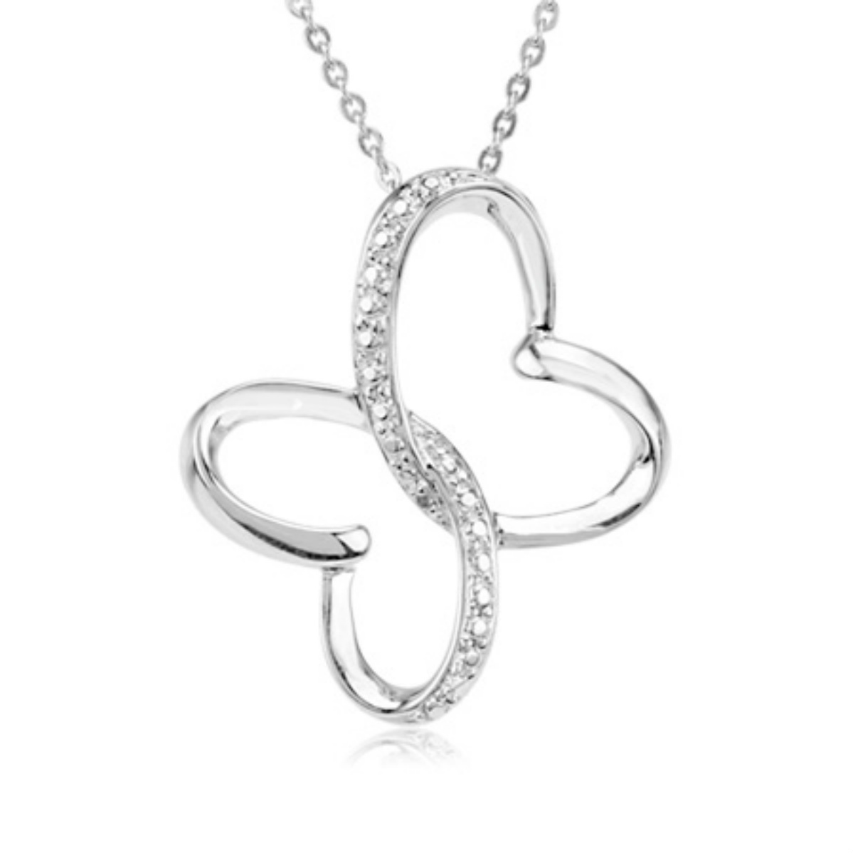 Diamond 'Wings of Comfort' Rhodium Plate Sterling Silver Necklace.