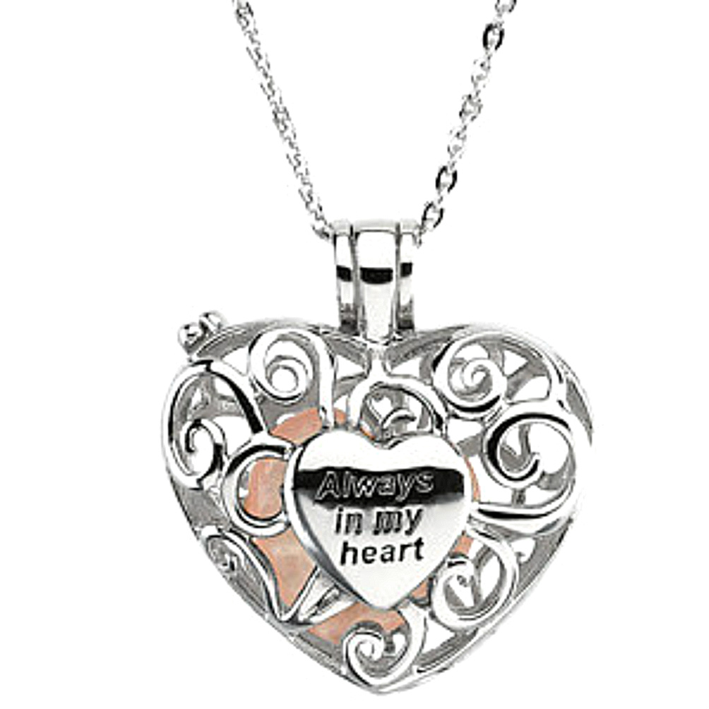 'Always in My Heart' Rose Quartz Heart Reversible Necklace, 18".