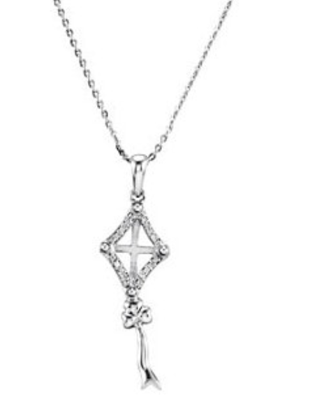 Kite with Cross and Pave CZs Necklace, 18".