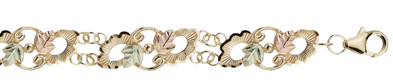 Yellow gold Black Hills Gold bracelet close up.