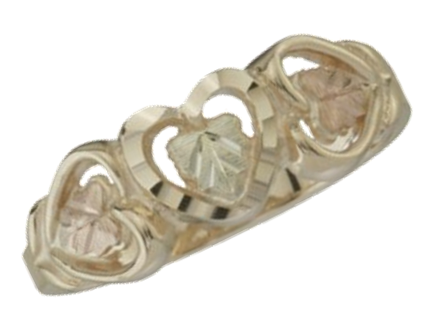 Heart Ring, 10k Yellow Gold, 12k Green and Rose Gold Black Hills Gold Motif