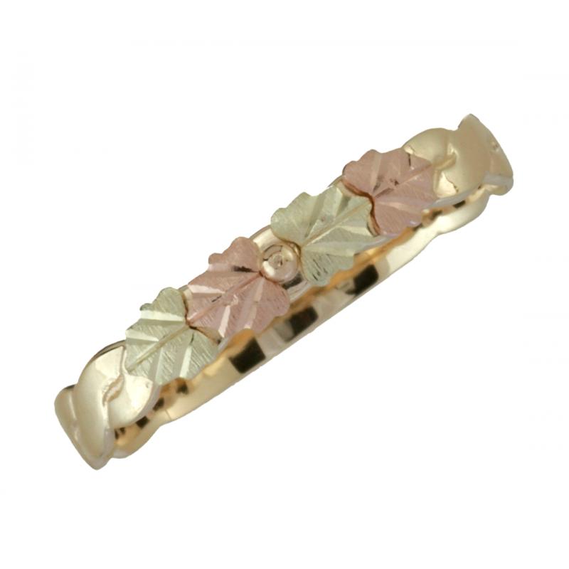 Twisted Band, 10k Yellow Gold, 12k Pink and Green Gold in Black Hills Gold Motif-1855