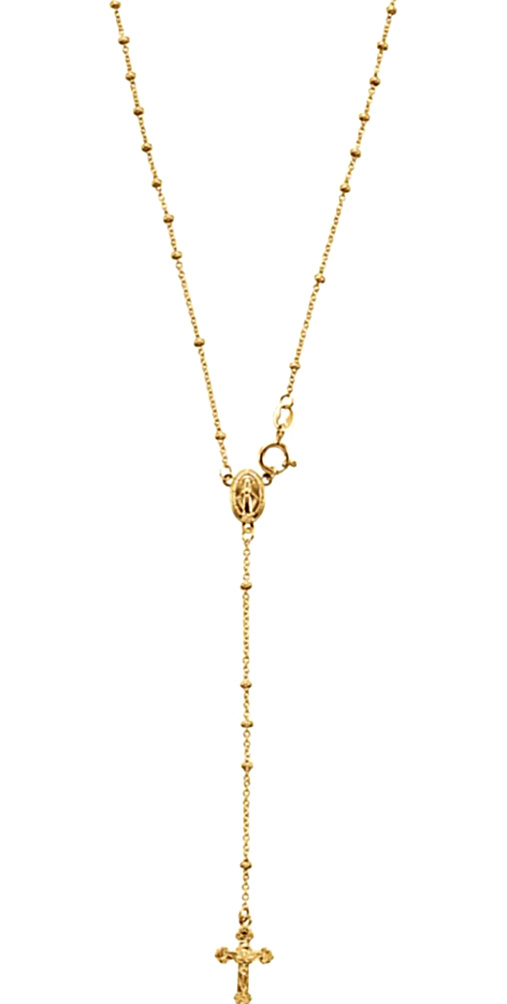 14k Yellow Gold Rosary Bead Necklace