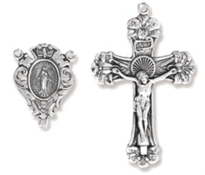 Medal and INRI Crucifix for White Cloisonne Rosary Beads