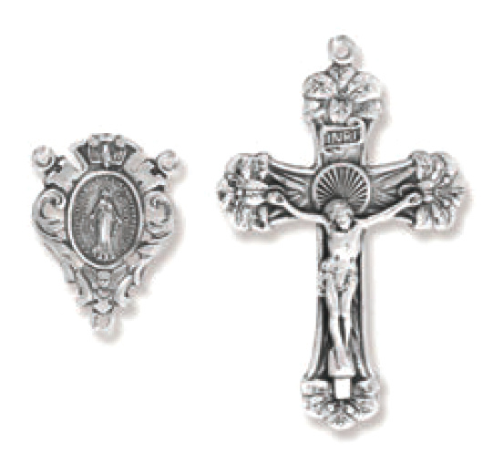 Blessed Virgin Medal INRI Crucifix for Cloisonner Rosary Beads