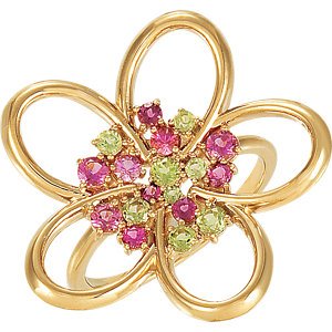 Beautiful Arizona Peridot and Pink Tourmaline 14k Yellow Gold Ring from The Men's Jewelry Store at Amazon