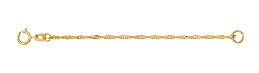 14k yellow gold diamond-cut rope chain necklace extender and safety chain.