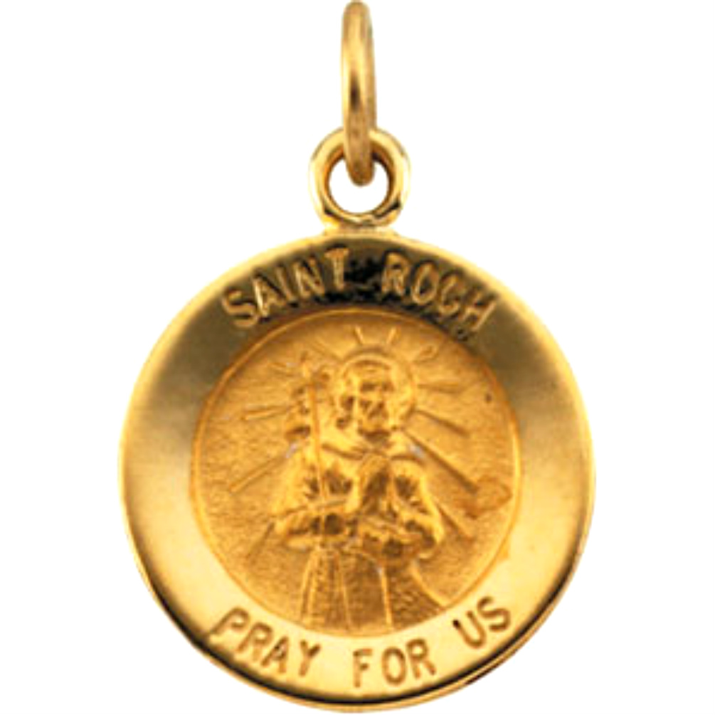 14k Yellow Gold St. Roch Medal.