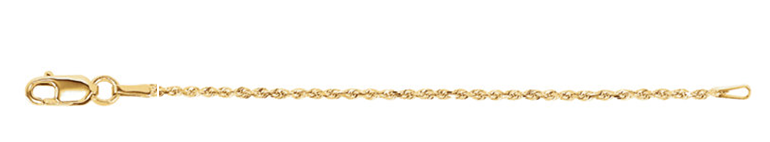 14k yellow gold diamond-cut rope chain necklace extender and safety chain.