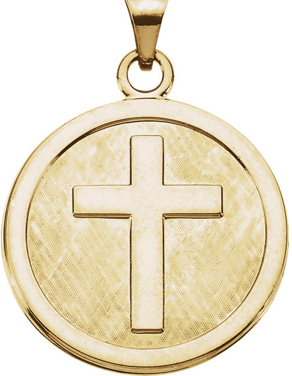 14k Yellow Gold Confirmation Medal Cross Pendant (23 MM).