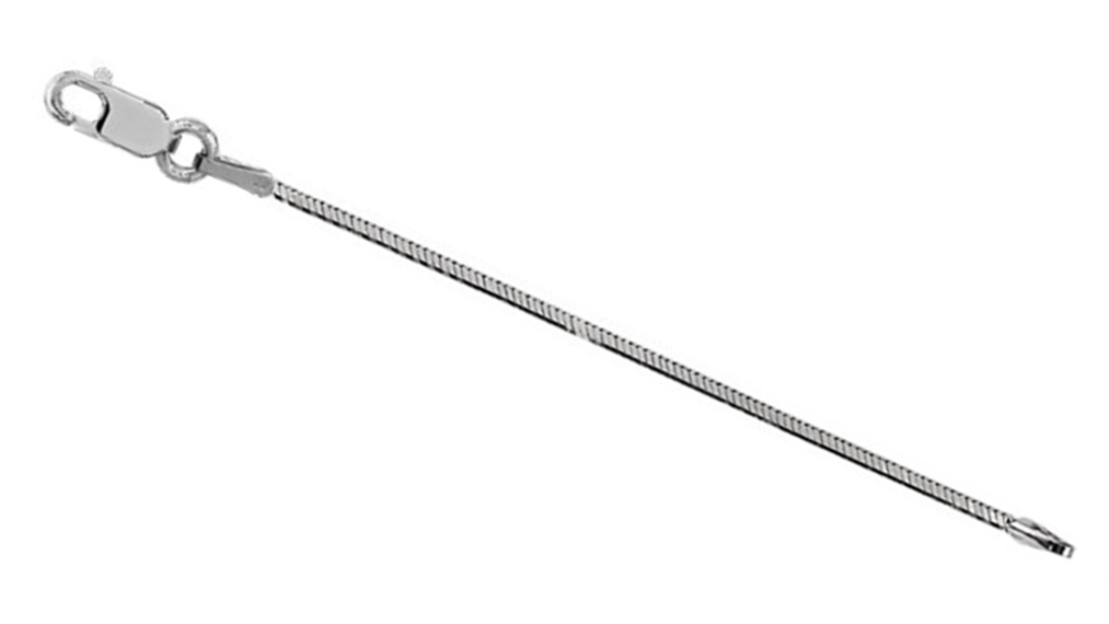 14k white gold diamond-cut flat snake extender-safety chain offered in 2.25 inch and 3.00 inch lengths.