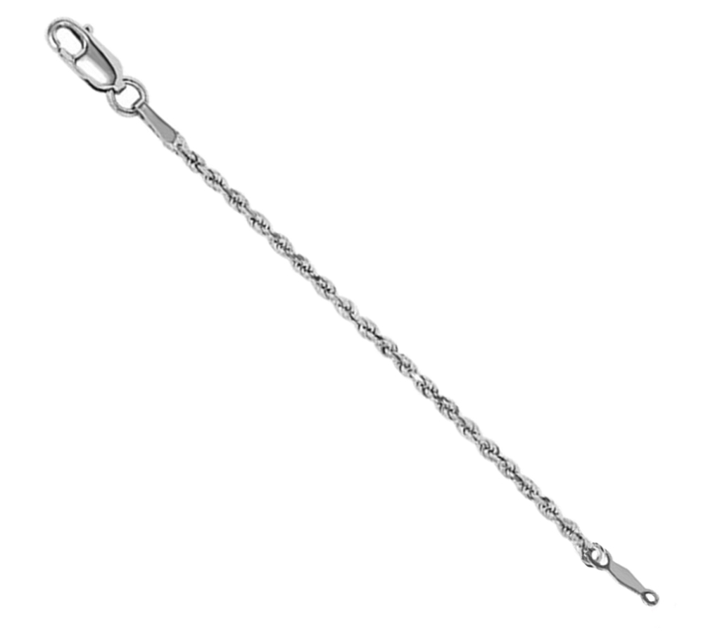 3 1.5mm 14k White Gold Rope Necklace Extender or Safety Chain 