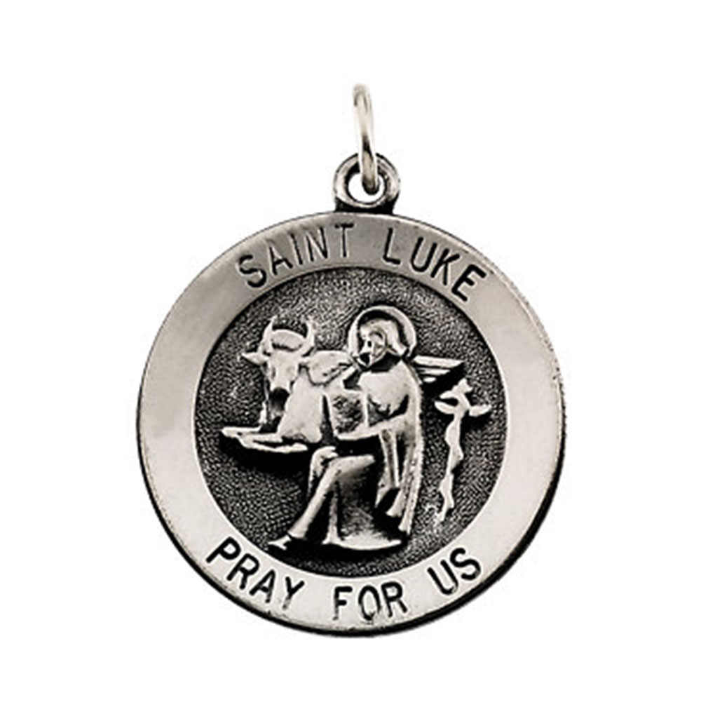 Sterling Silver Round St. Luke Medal (22MM).