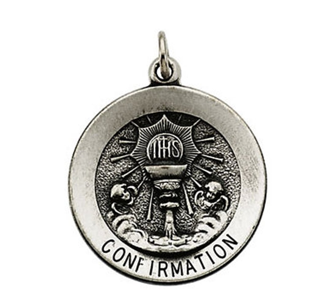 Sterling Silver Round Confirmation Pendant Medal (14.75 MM).
