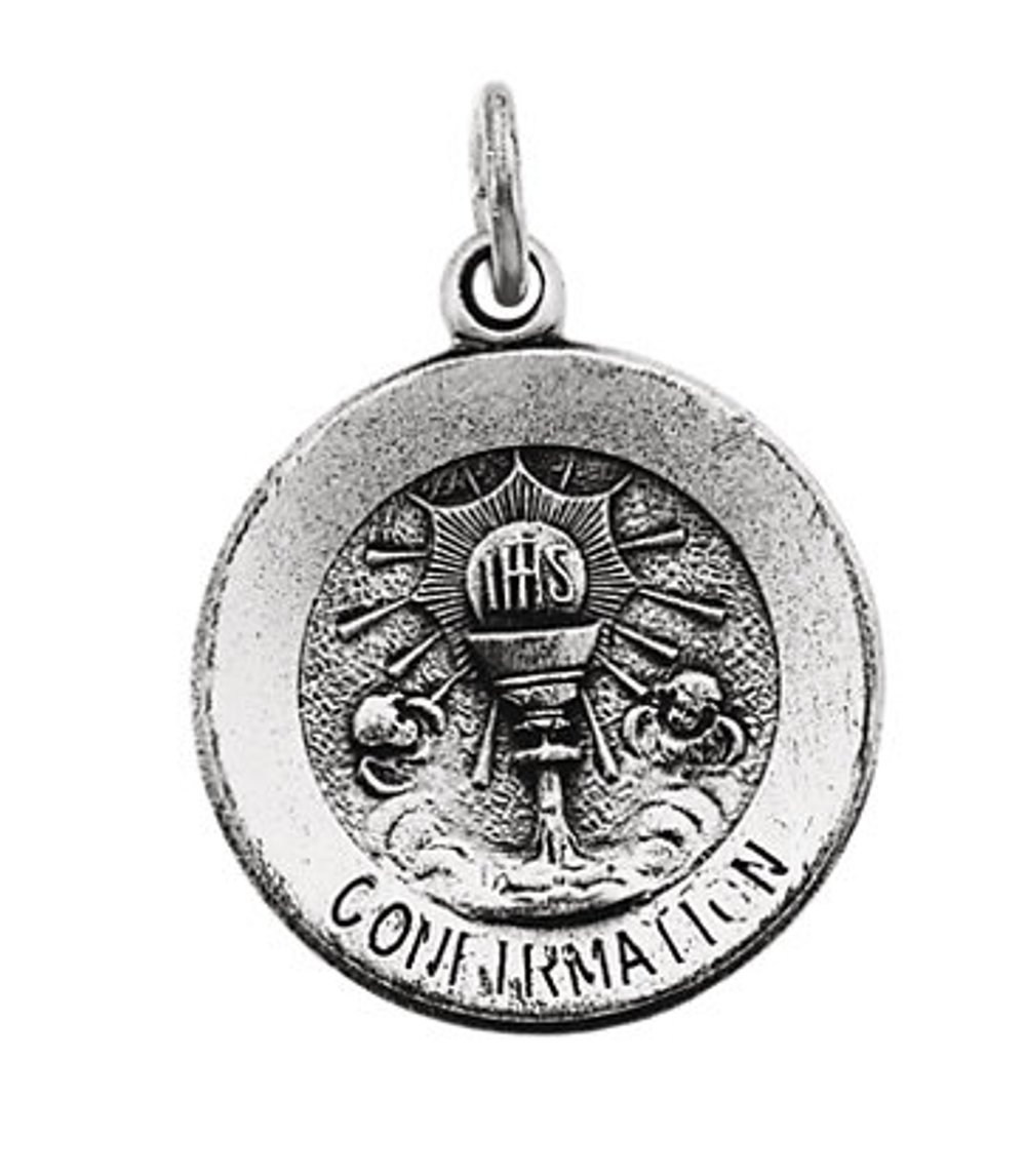 Sterling Silver Round Confirmation Pendant Medal (14.75 MM).