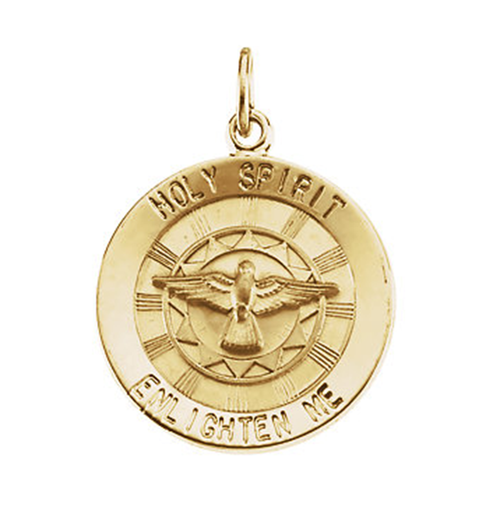 14k Yellow Gold Holy Spirit Medal (18 MM).