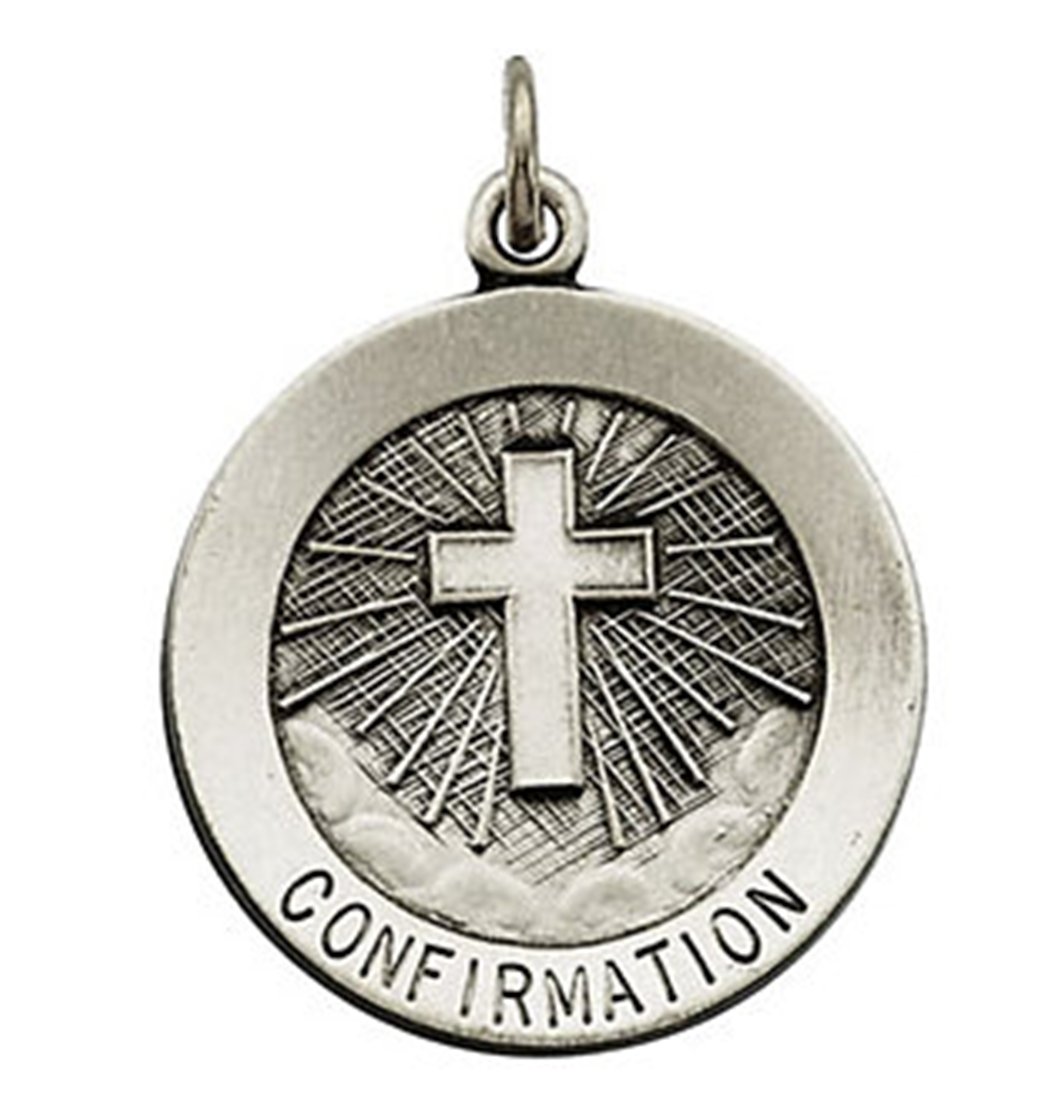 Sterling Silver Confirmation Medal with Cross (11.75 MM).