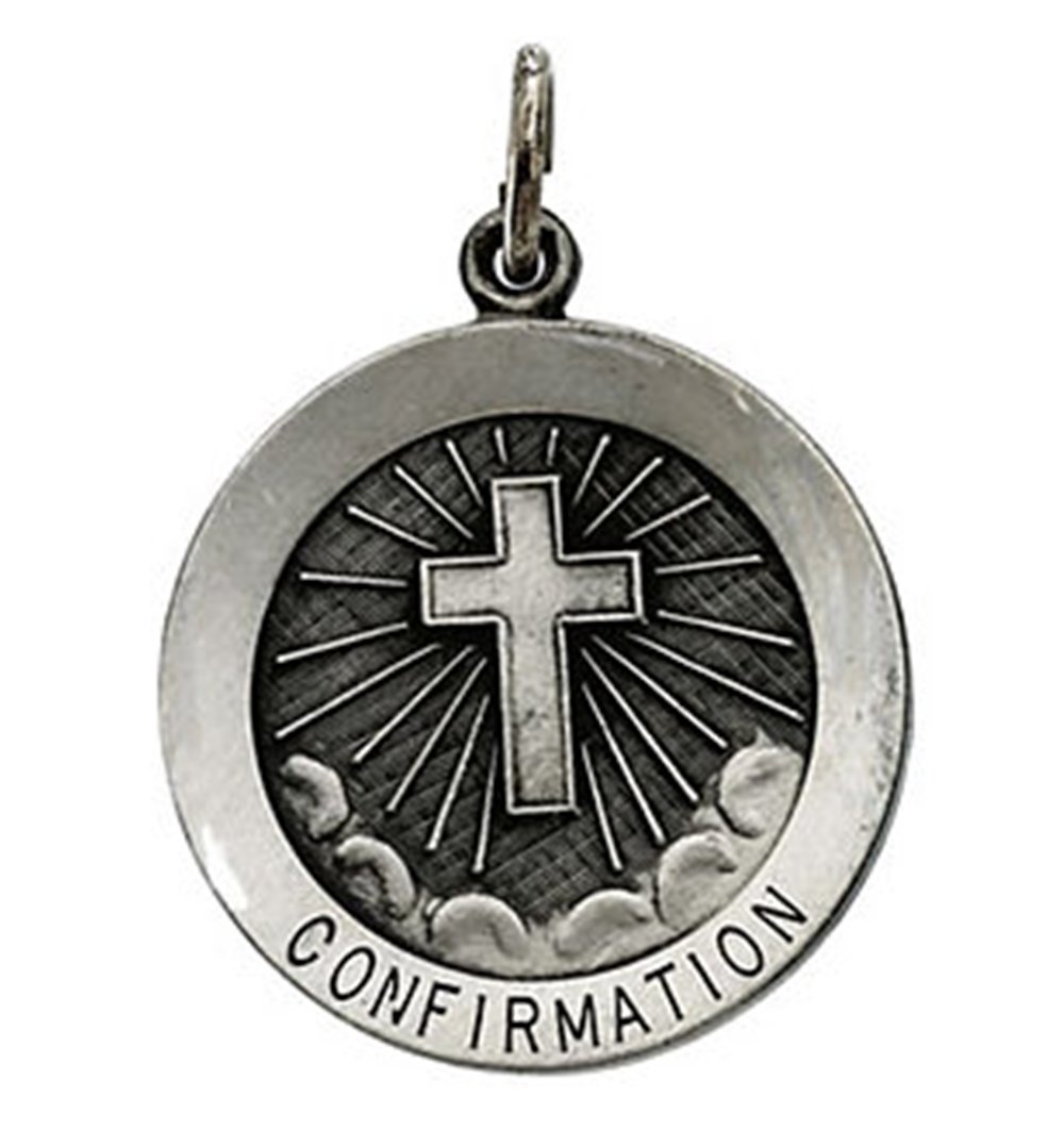 Sterling Silver Confirmation Medal with Cross (11.75 MM).