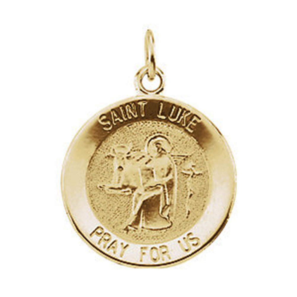 14k Yellow Gold Round St. Luke Medal .