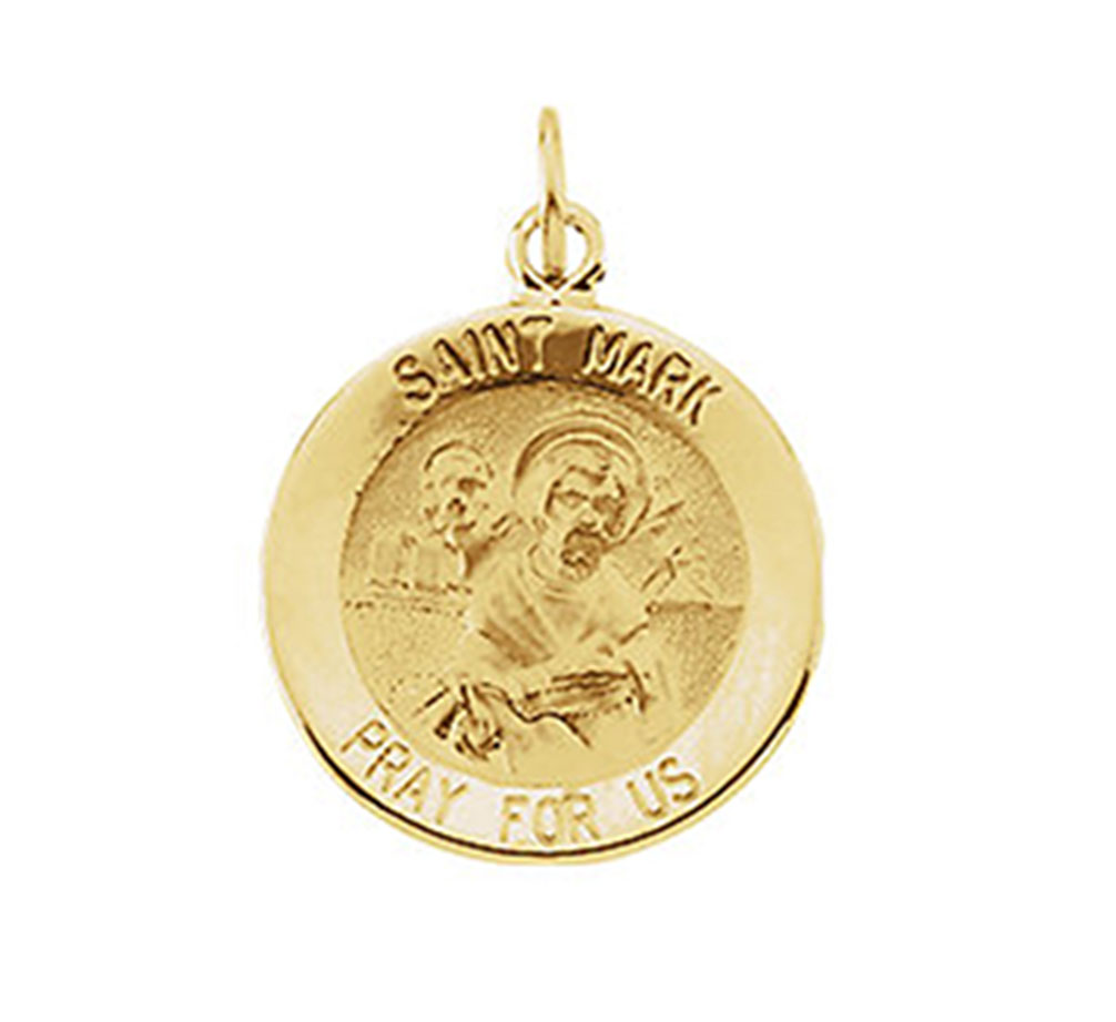 14k Yellow Gold Round St. Mark Medal (15MM).