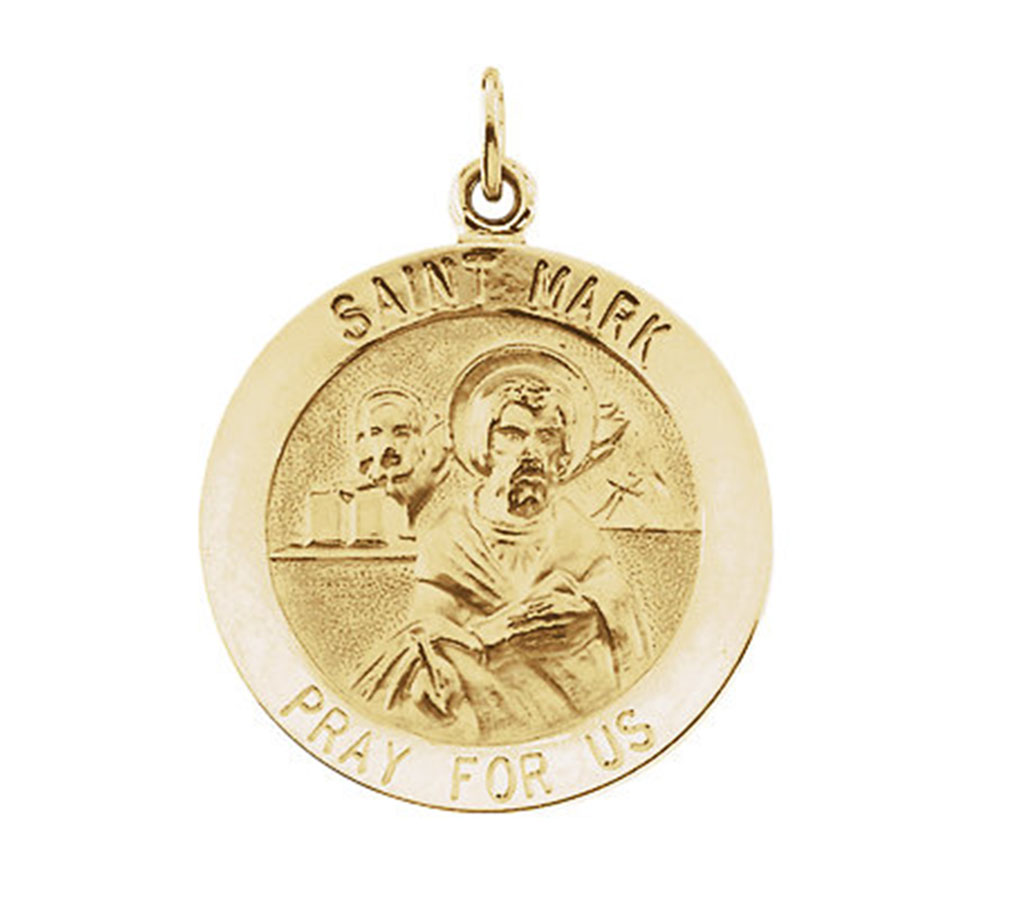 14k Yellow Gold Round St. Mark Medal (18.25 MM).