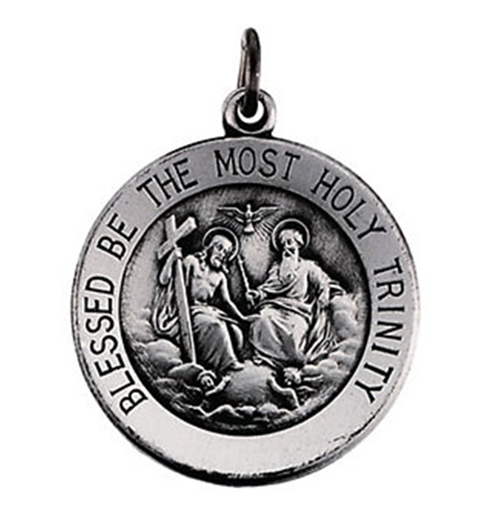 Sterling Silver Round Holy Trinity Medal (18.25 MM)