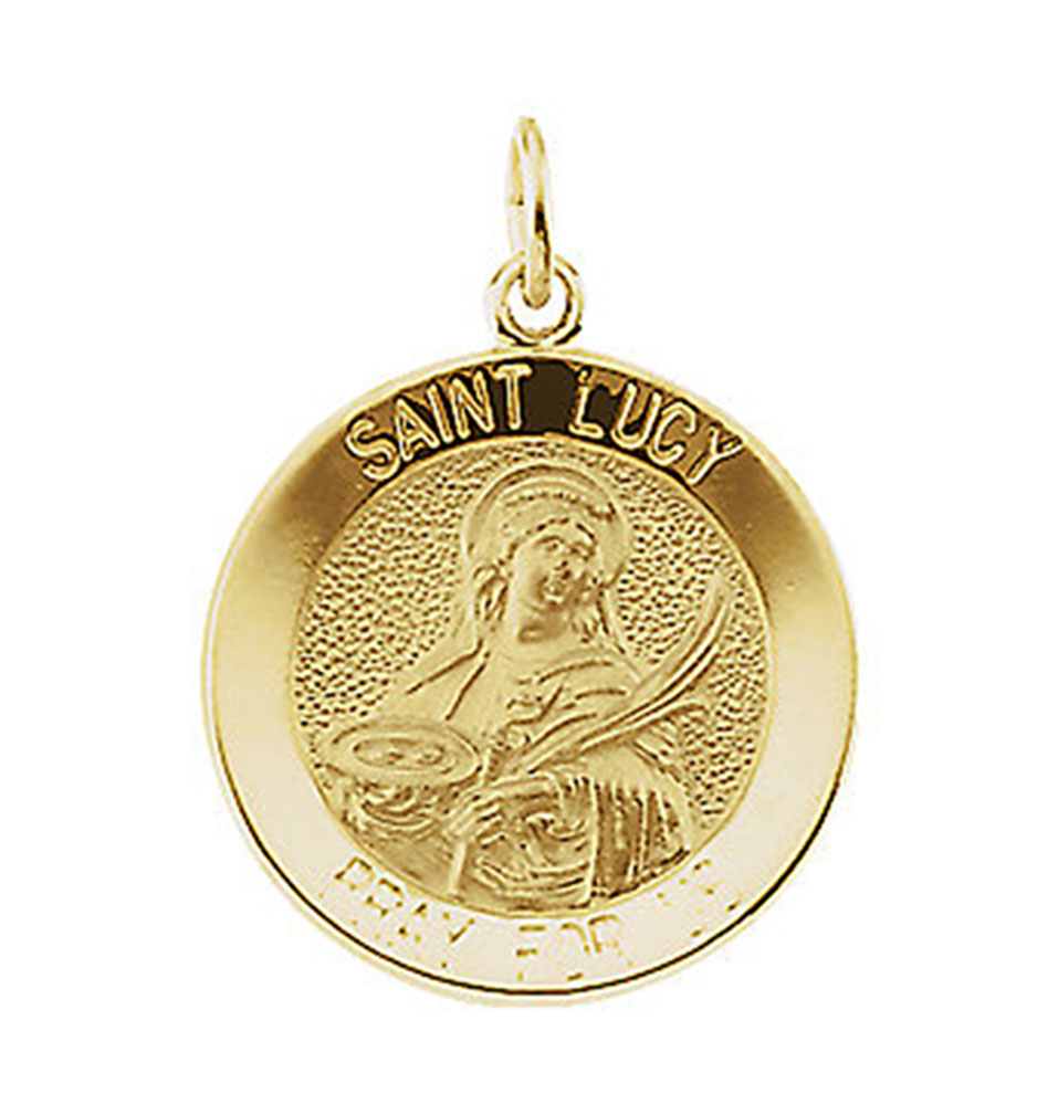 14k Yellow Gold Round St. Lucy Medal (18.25MM).