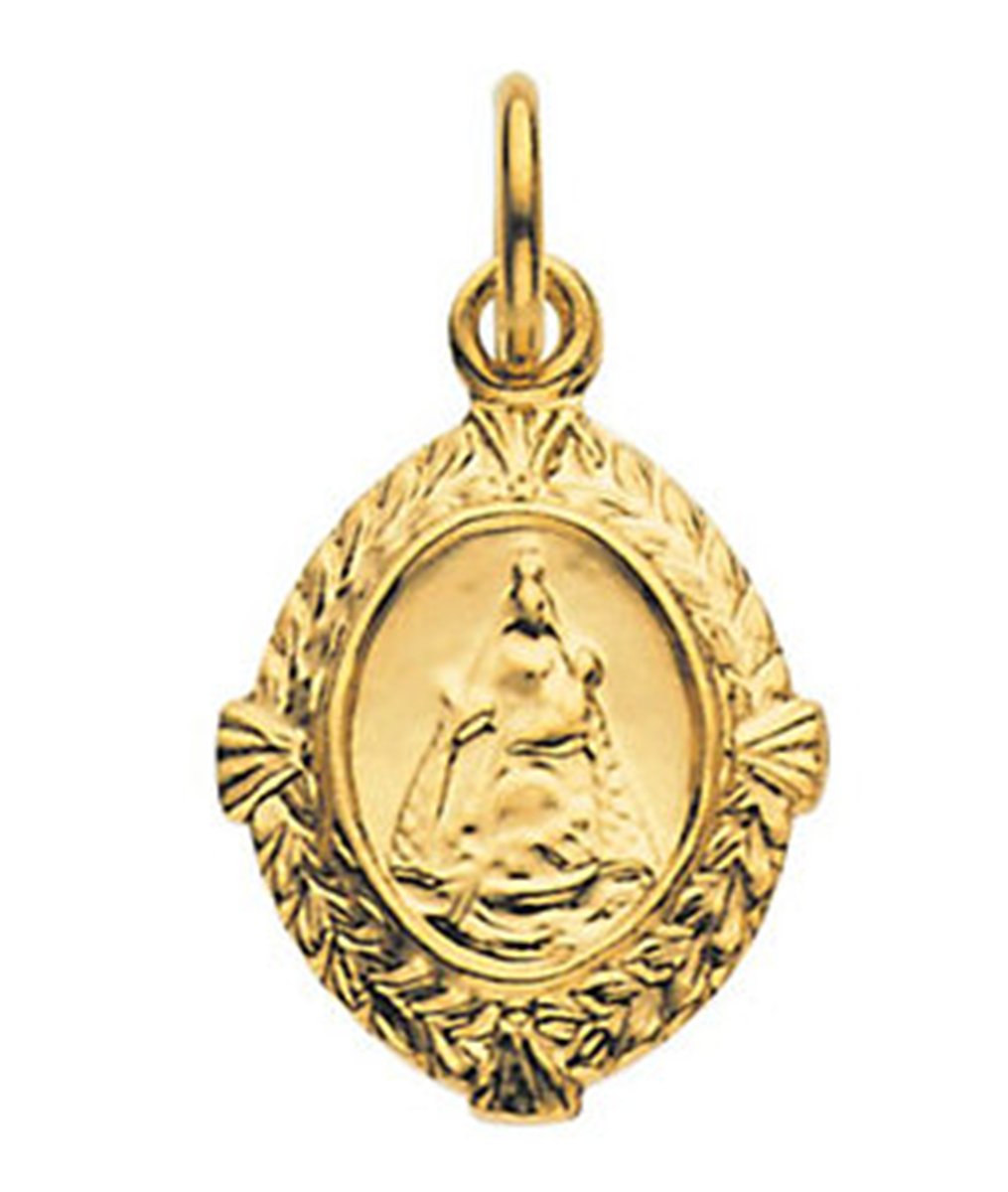 14k Yellow Gold Caridad del Cobre Medal (12.9 MM).