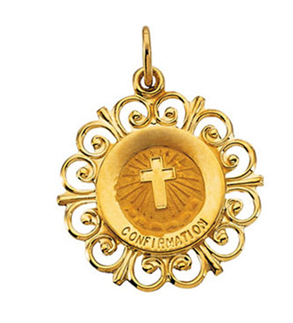 14k Yellow Gold Confirmation Medal (20x18.5 MM).