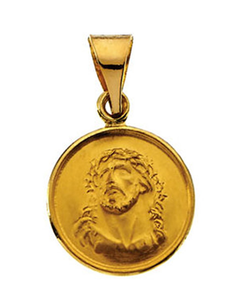 18k Yellow Gold Face of Jesus (Ecce Homo) Medal (13 MM).