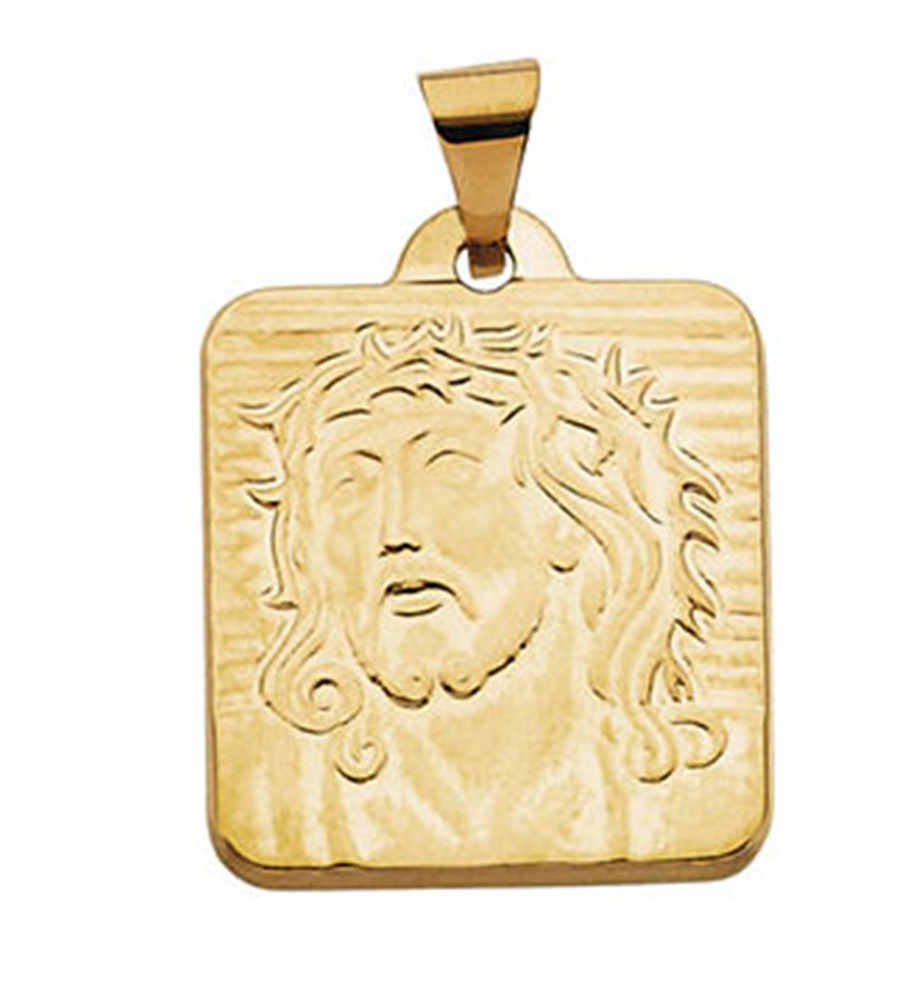 14k Yellow Gold Face of Jesus Pendant (18.5x17 MM).