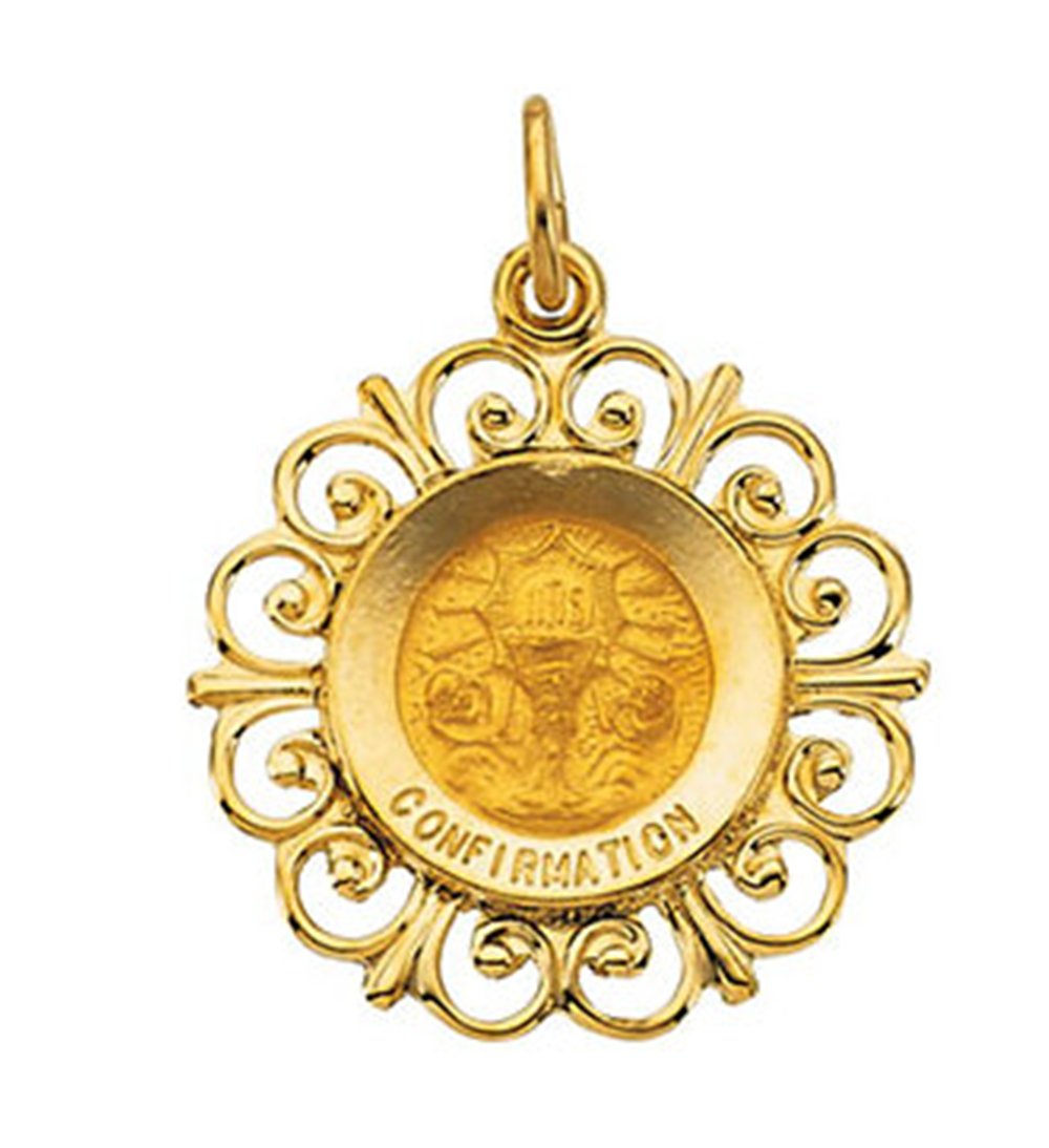 14k Yellow Gold Round Confirmation Pendant (18.5 MM).