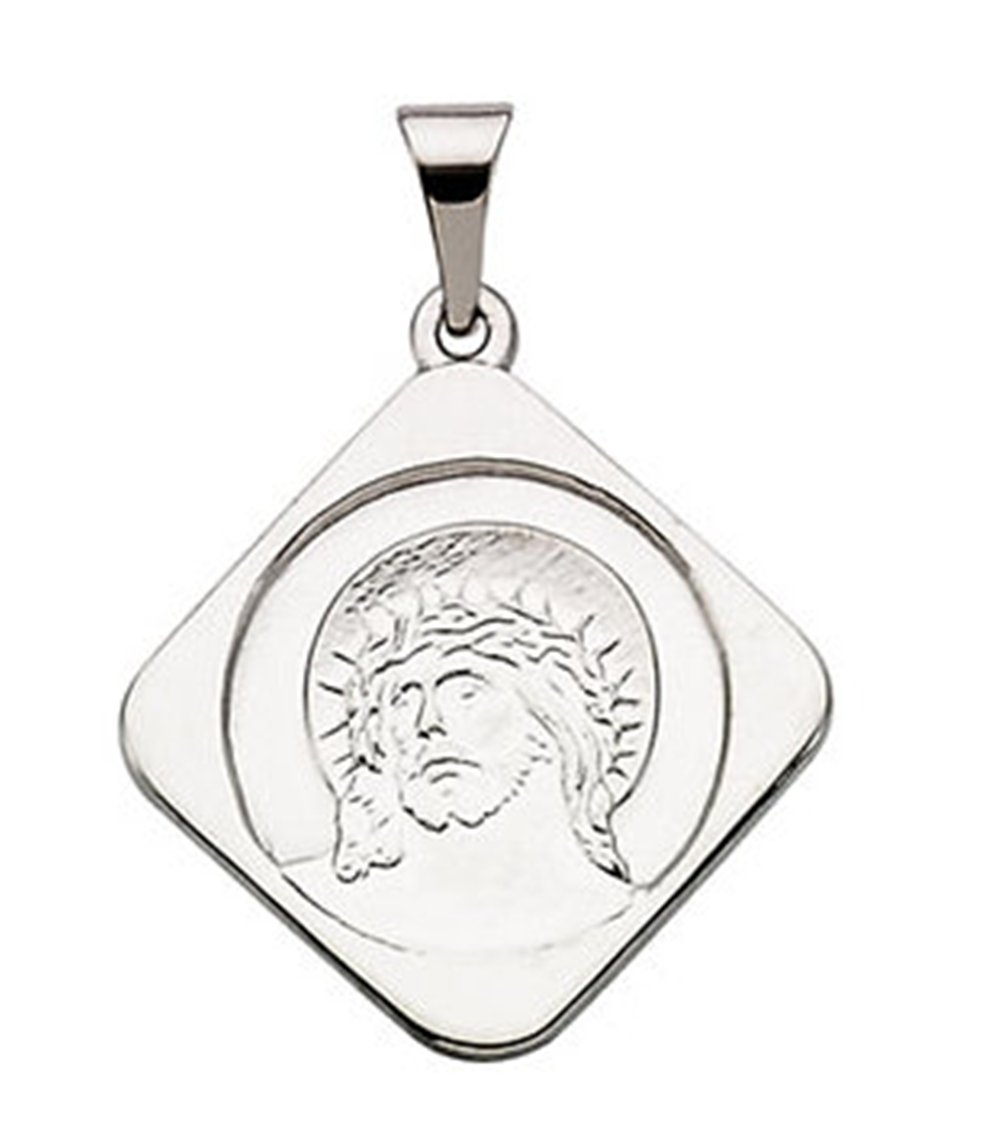 14k White Gold Ecce Homo Medal (18.8x18.8 MM).