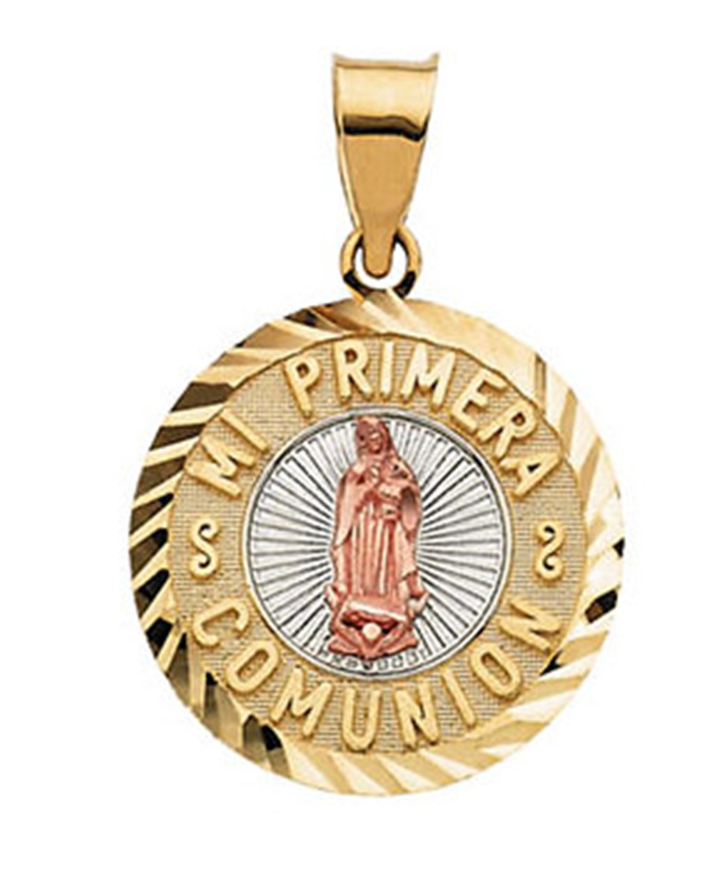 Tri-Color Gold Mi Primera Communion (First Holy Co MMunion) Medal (16.75 MM)
