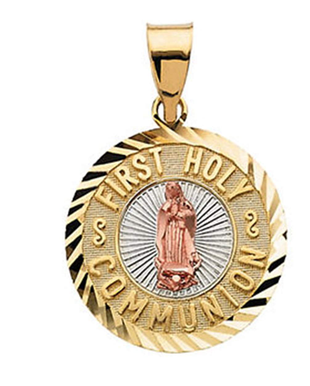 Tri-Color Gold First Holy Communion Medal (16.75 MM)
