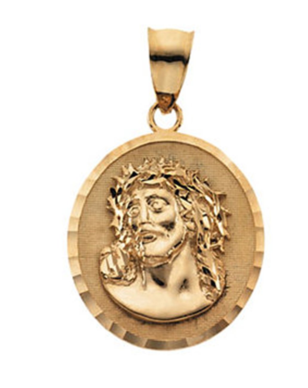 14k Yellow Gold Face of Jesus (ECCE HOMO) Pendant.