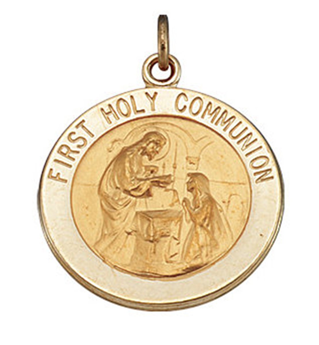 14k Yellow Gold First Communion Medal (15 MM)
