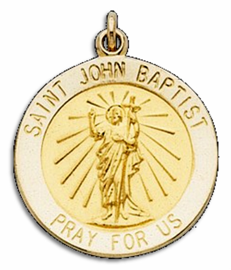 St. John the Evangelist Yellow Gold Round Pendant.