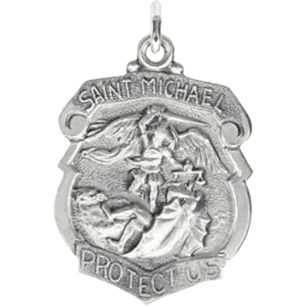 Sterling Silver Saint Michael Shield Pendant.