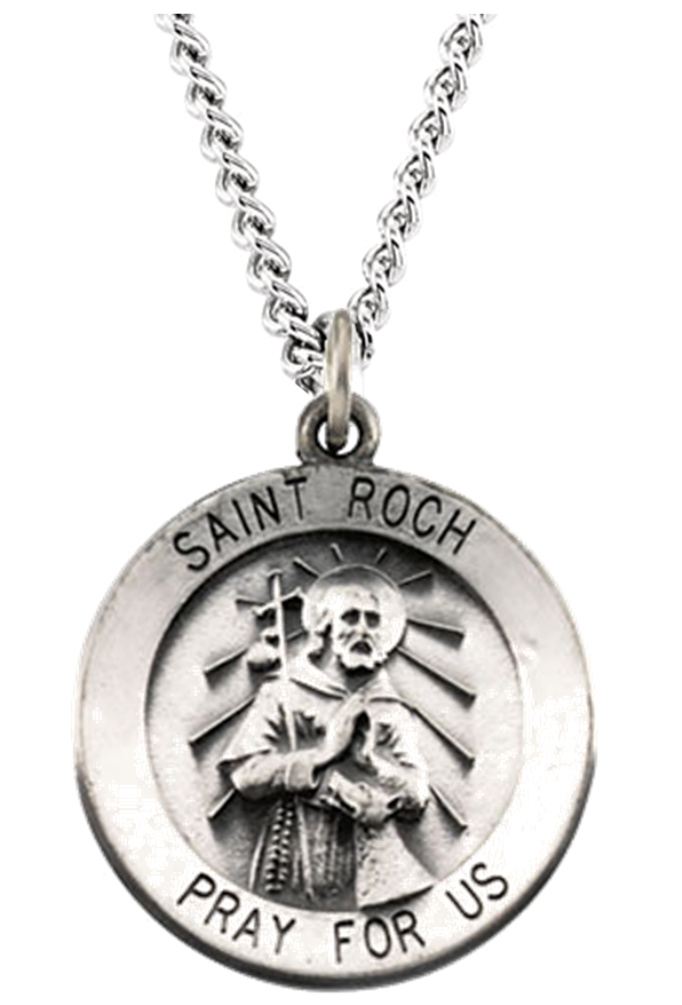 St. Roch Sterling Silver Medal Necklace.
