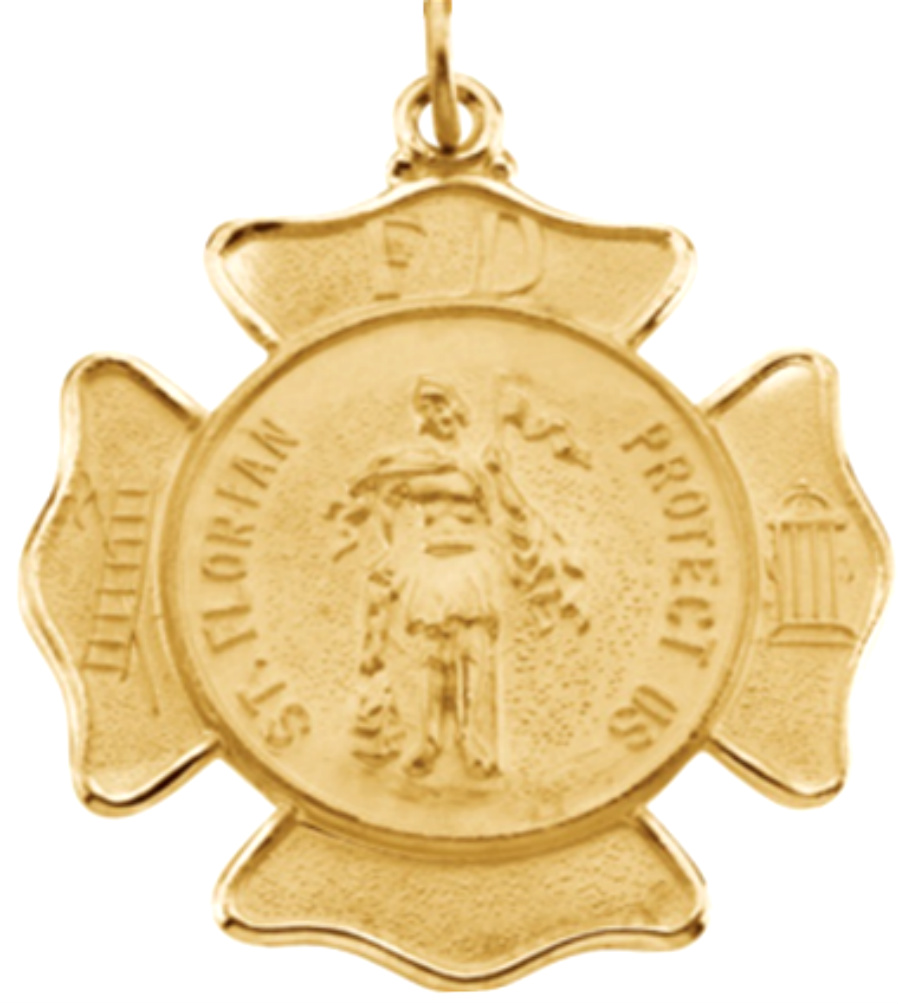 14k Yellow Gold Saint Florian Firemans Shield.