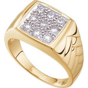 14k Yellow Gold 9-Stone Diamond Ring. 