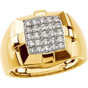 Men's 14k Yellow Gold Diamond Ring, Sizes 9 to 12. 