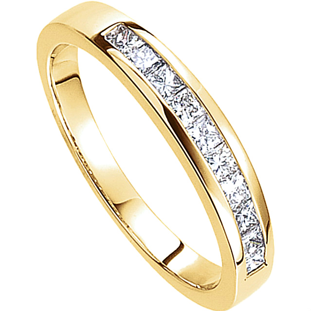 Diamond Slim Profile 14k Yellow Gold Engagement Band