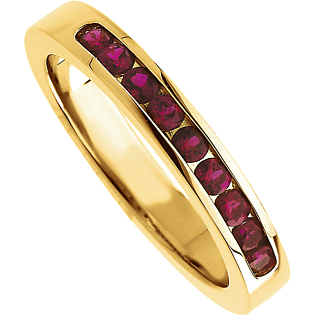 Ruby Channel Set Anniversary 14k Yellow Gold Band