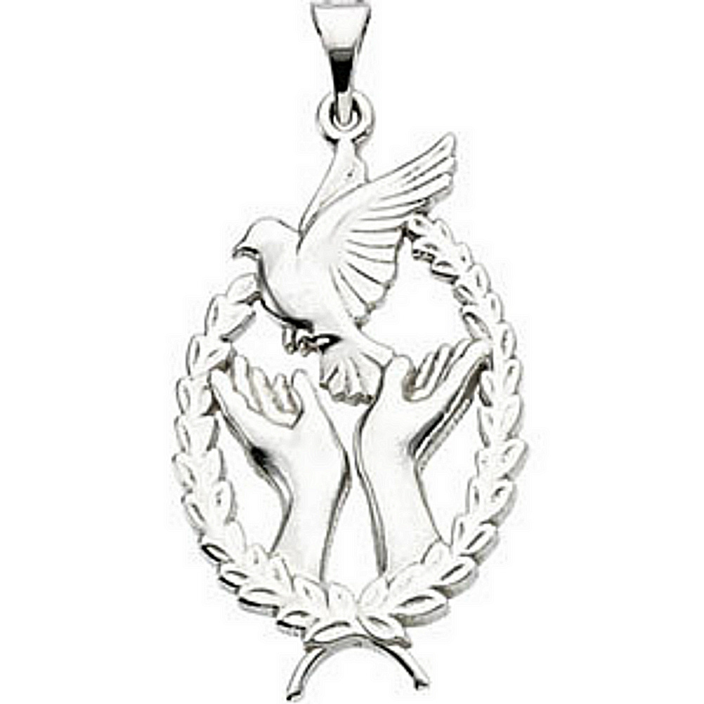 14k white gold dove pendant.