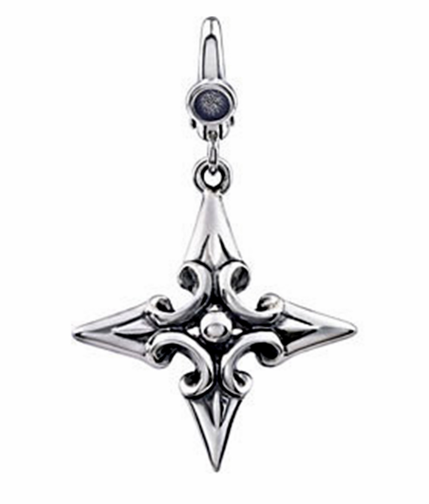 Antiqued Star Cross in Sterling Silver, Easy Clip-on Clasp.