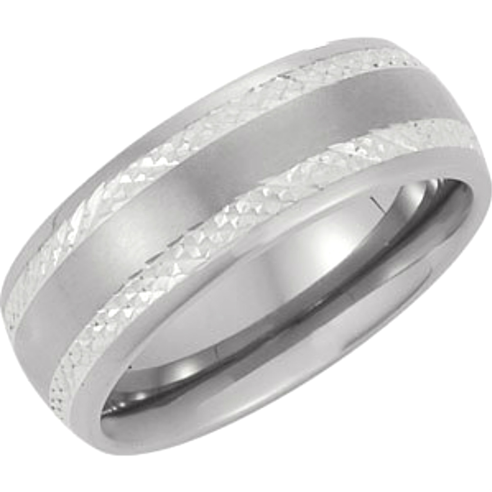 Titanium Band with Sterling Silver Inlay